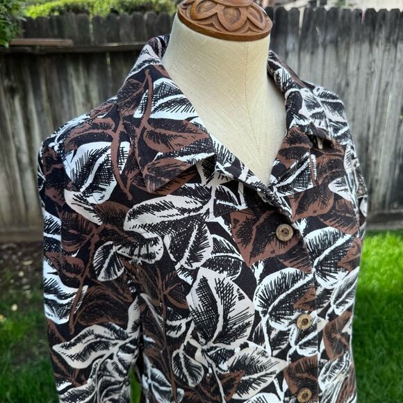 Appleseed’s Leaf Button Blazer Jacket Black Tan Women's Size 10 - Picture 2 of 11